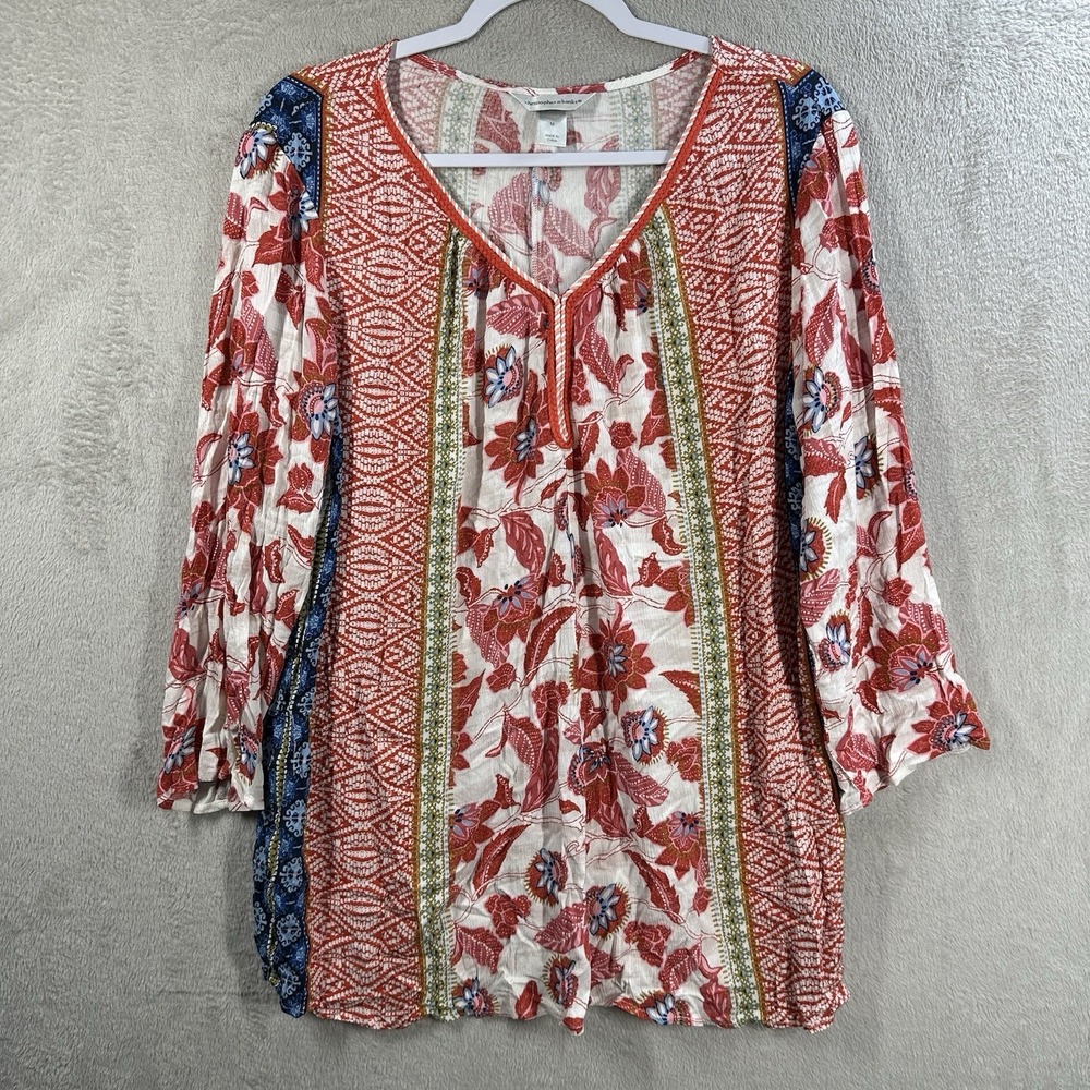 Christopher & Banks Tunic Women's M Gauzy Resortwear Colorful Casual